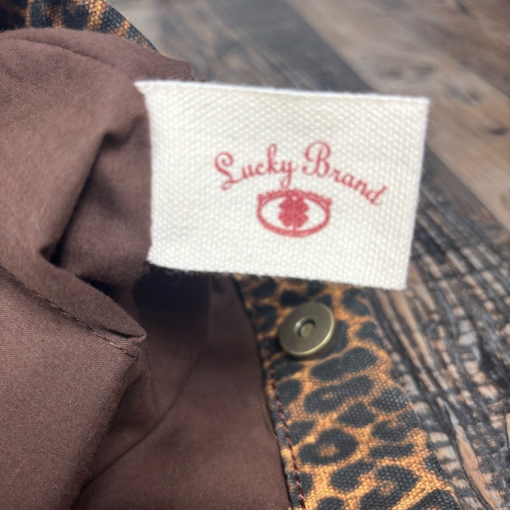 Lucky Brand Tote Bag Leopard Print Cotton Shoulder Straps Travel Work Office GO - Picture 5 of 8